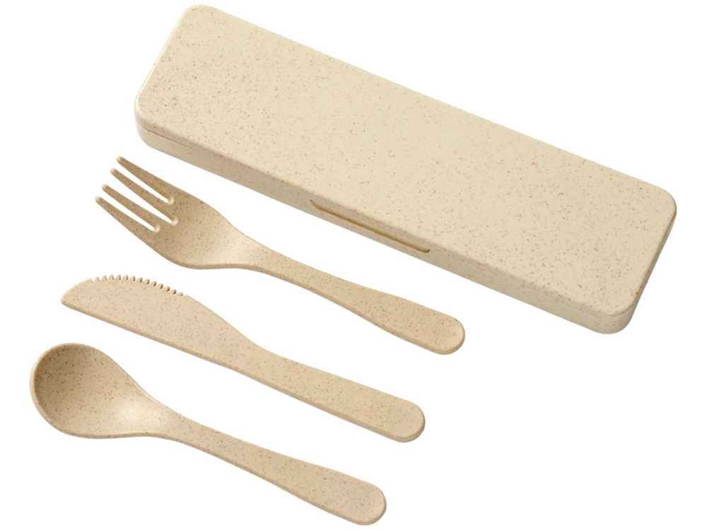 Набор столовых приборов Bamberg из бамбукового волокна, бежевый-4