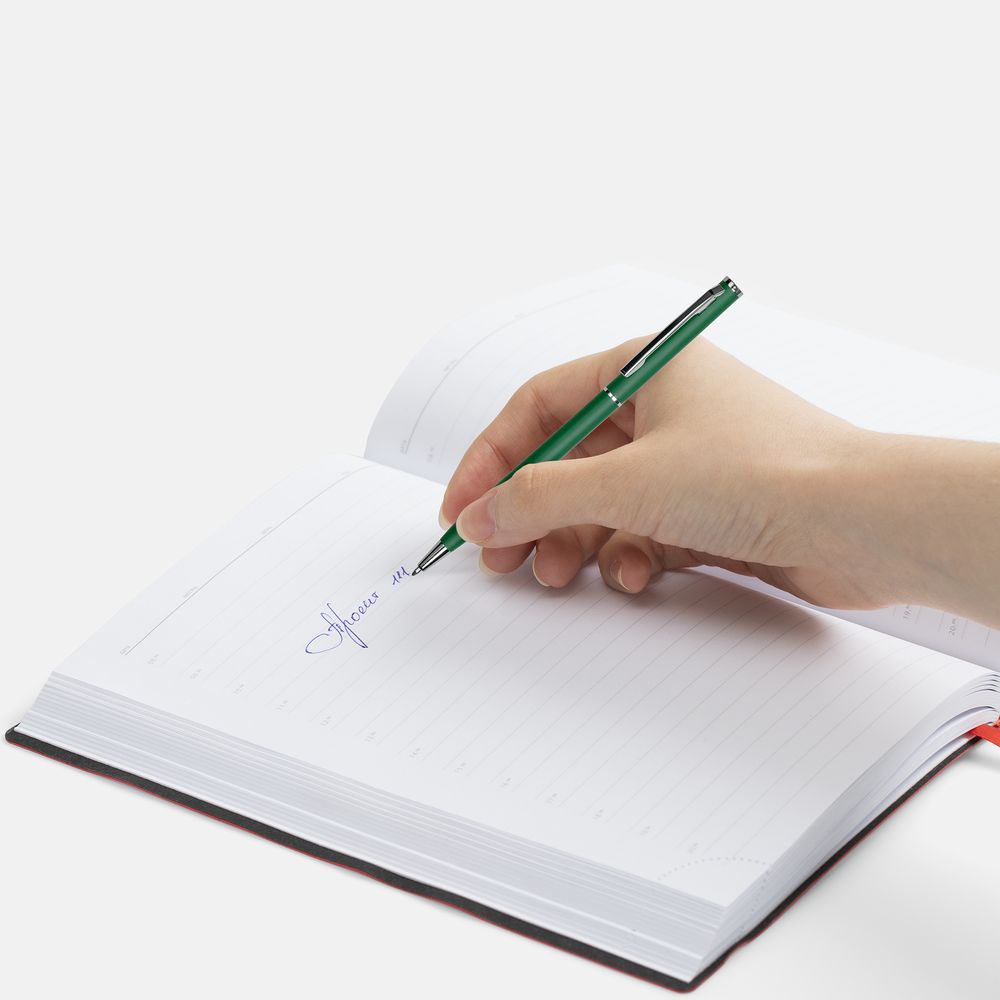 Ручка шариковая Hotel Chrome, ver.2, матовая темно-зеленая-2