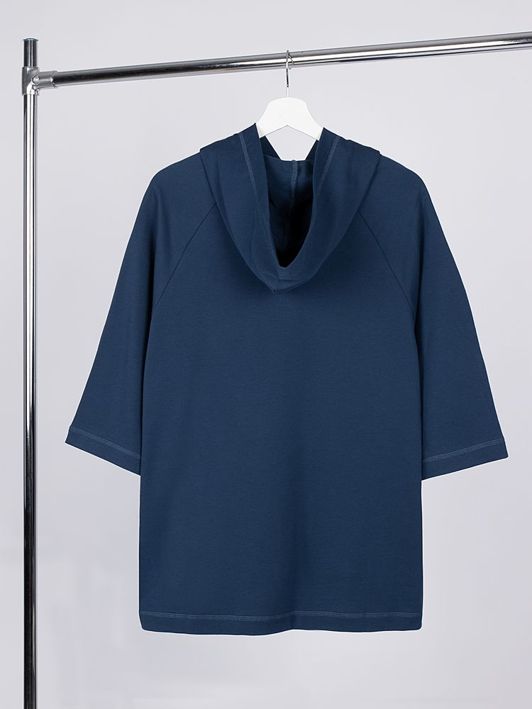 Футболка оверсайз унисекс с капюшоном Neofit, темно-синяя-3
