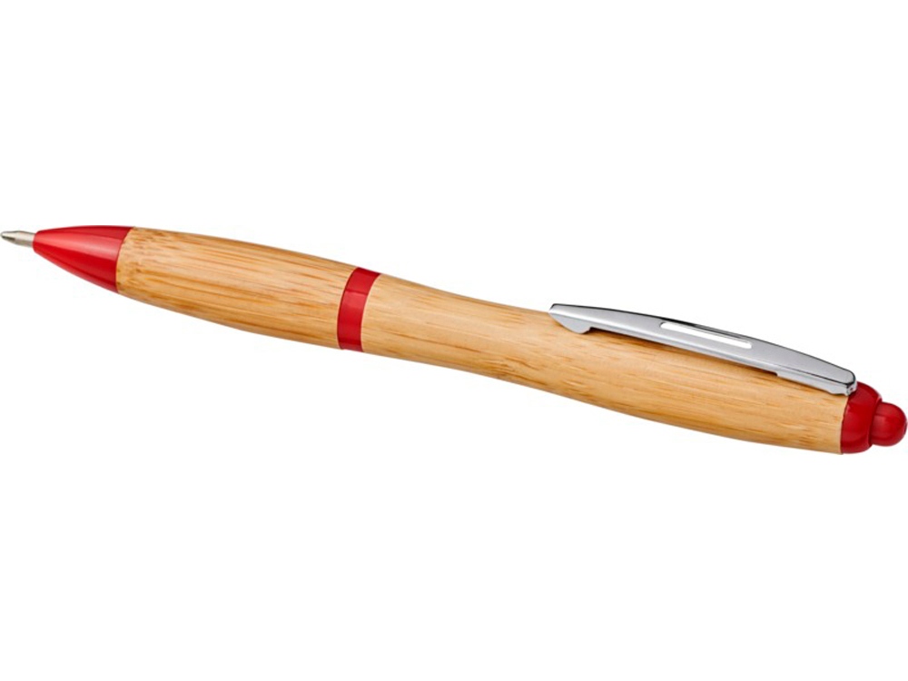 Шариковая ручка Nash из бамбука, натуральный/красный-2