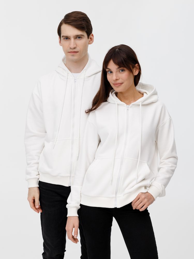Толстовка унисекс оверсайз на молнии Zippy Terry, белая-6