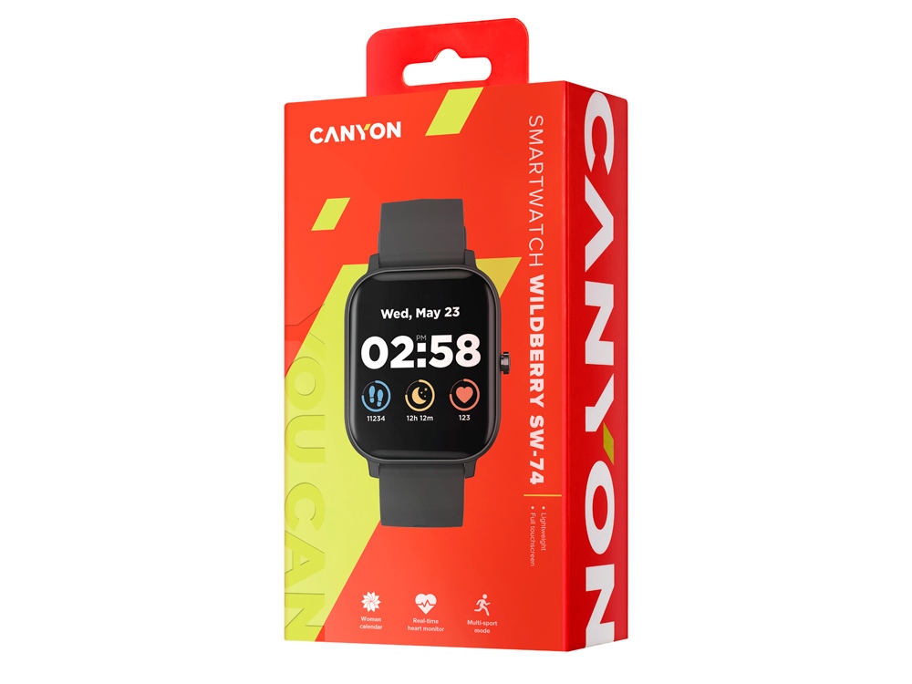 Смарт-часы Canyon SW-74 Wildberry, IP67, черный-7