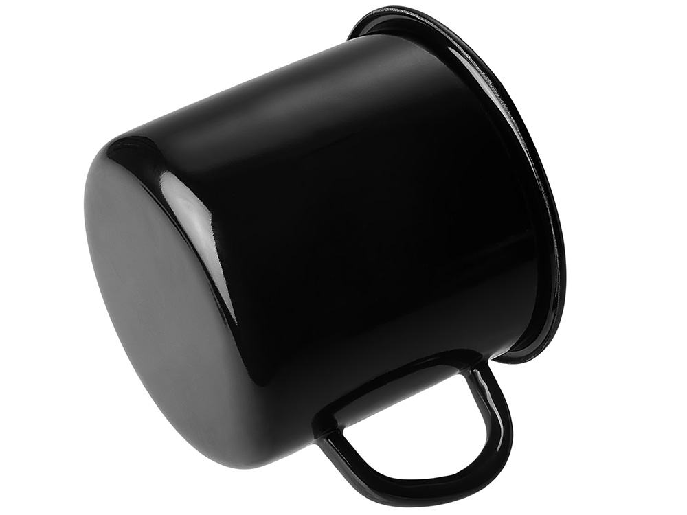 Кружка эмалированная с ободком, черная-4