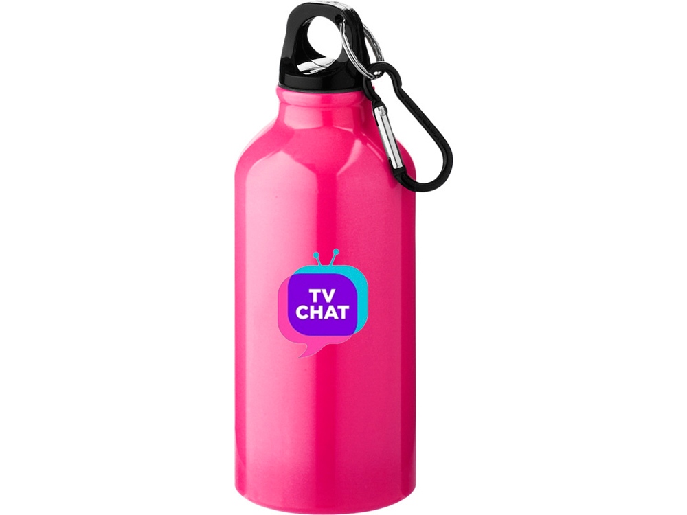 Бутылка Oregon с карабином 400мл, неоновый розовый-0