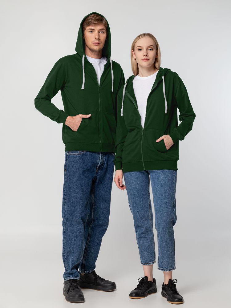 Толстовка на молнии с капюшоном Siverga, темно-зеленая-6