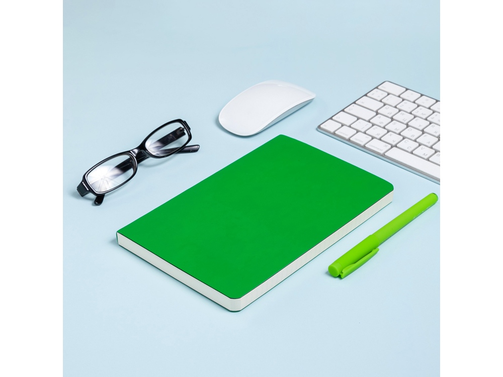 Ежедневник А5 недатированный Megapolis Velvet Flex, зеленый флуор-9