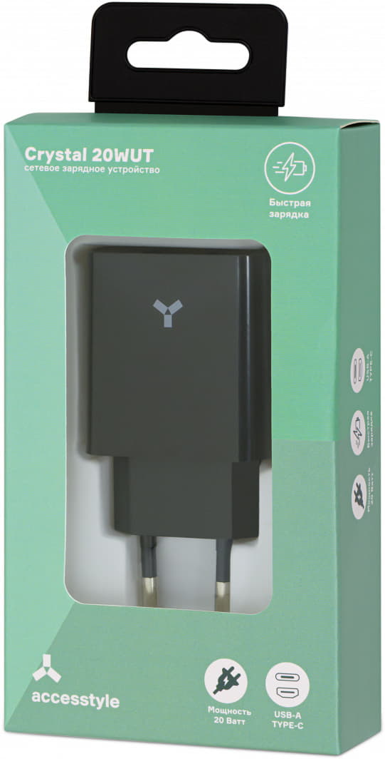 Адаптер сетевой ACCESSTYLE CRYSTAL 20 WUT, черный, черный-1