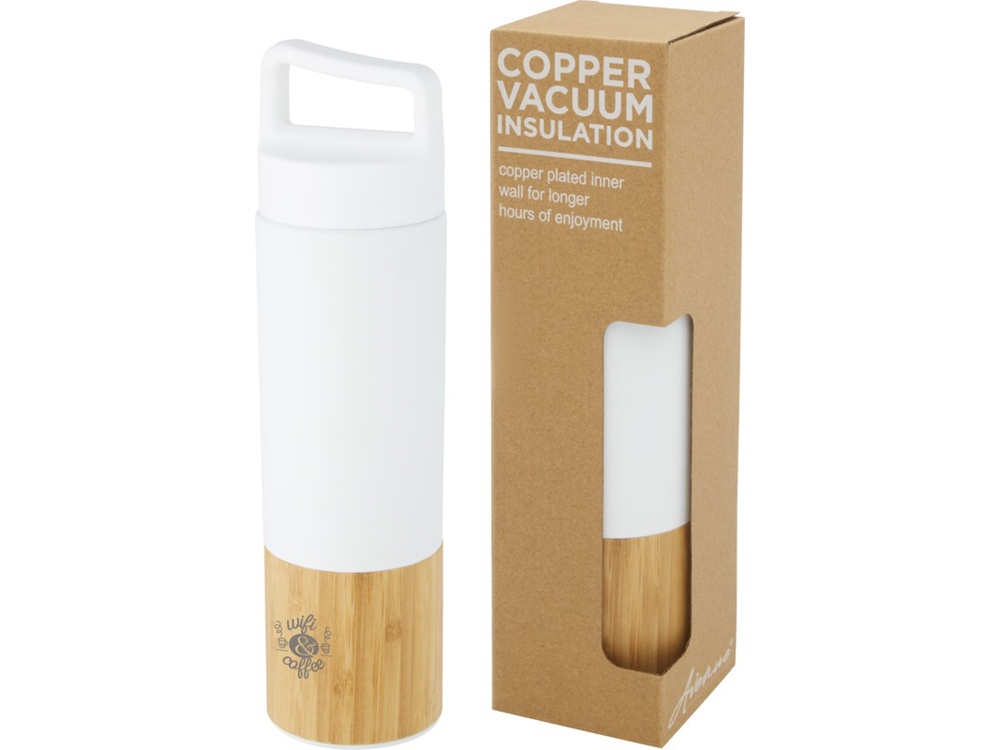 Torne Бутылка из нержавеющей стали объемом 540 мл с медной вакуумной изоляцией и внешней стенкой из бамбука, белый-6