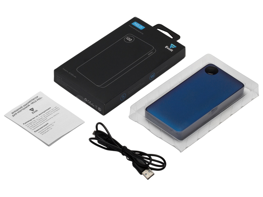 Внешний аккумулятор с дисплеем Mild, 10 000 mAh, синий-7