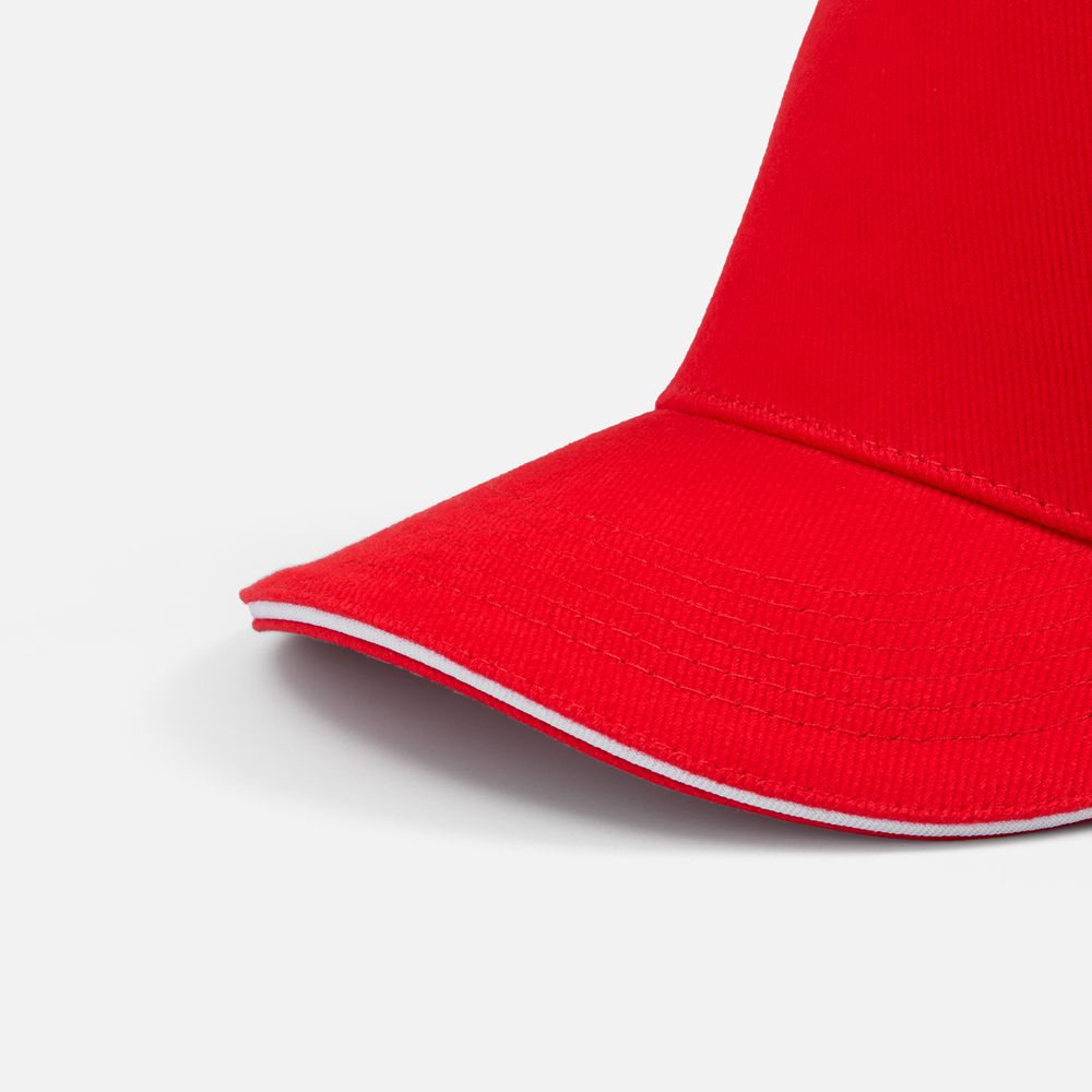 Бейсболка Classic 2.0, красная с белым кантом-1