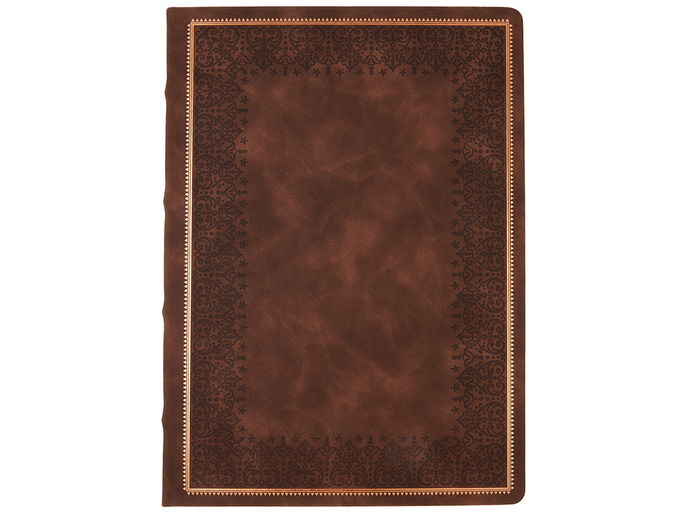 Ежедневник недатированный А4 Royal, коричневый с бронзовым срезом-1