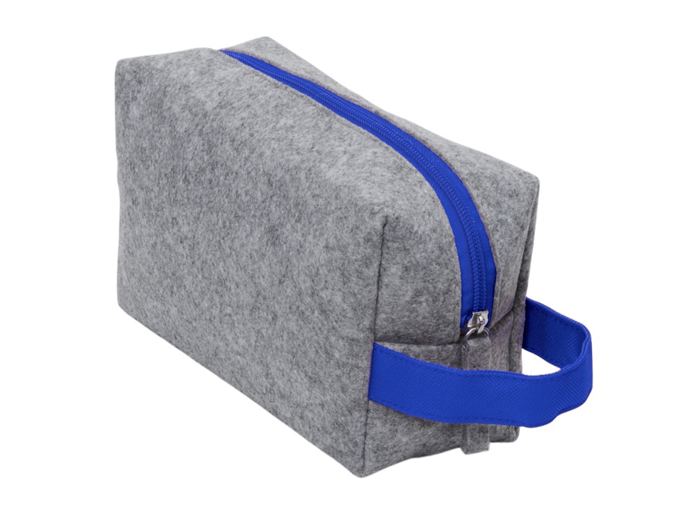 Органайзер для электроники и проводов Felt из RPET-фетра с ручкой, серый с синим-2