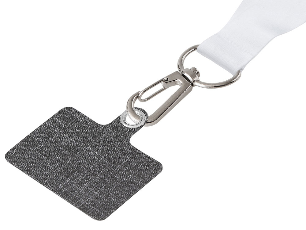 Ланъярд 2 см под сублимацию с трендовым карабином, замком обрыва и большим держателем для телефона из ПЭ, серебристый-3