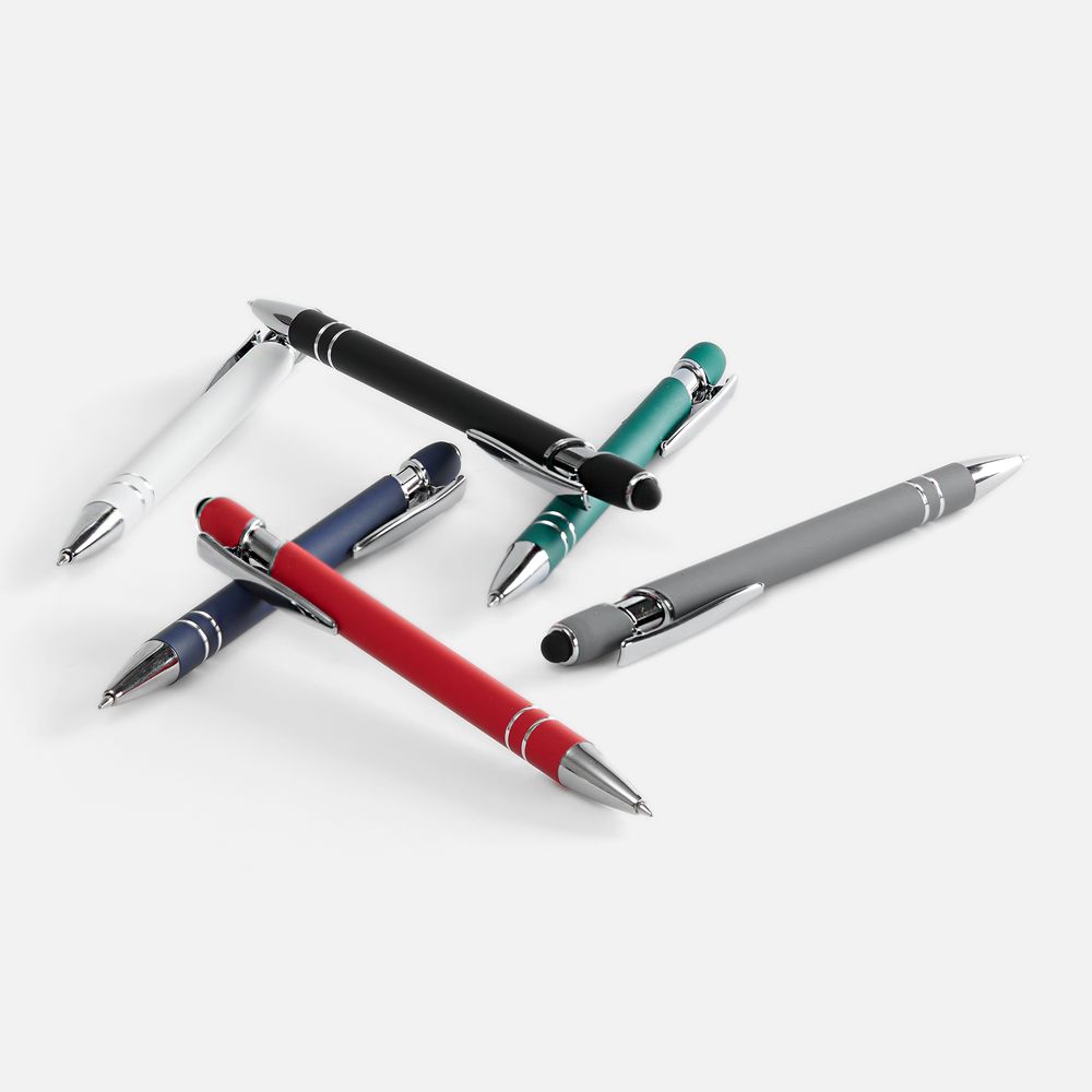 Ручка шариковая Pointer Soft Touch со стилусом, серая-2