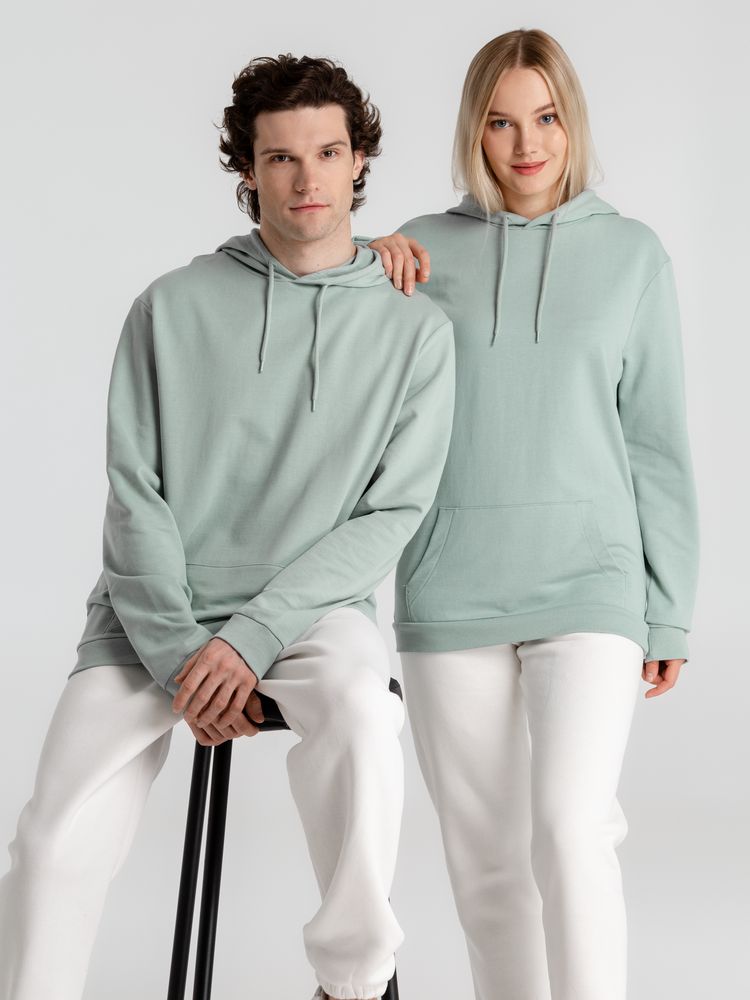 Толстовка с капюшоном унисекс Hoodie, серо-зеленая-7
