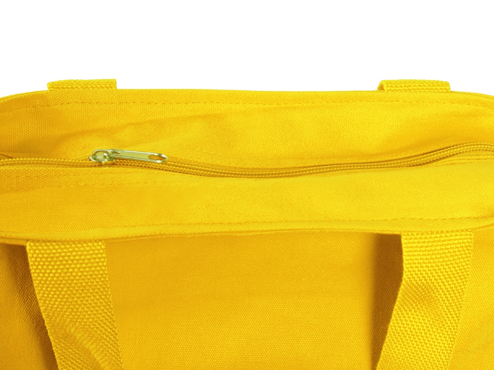Сумка на молнии Zipper из хлопка 280 г c карманом на молнии спереди, желтый-6