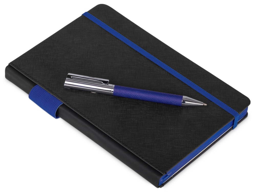 Бизнес блокнот Bossy с ручкой, черный и синий-0