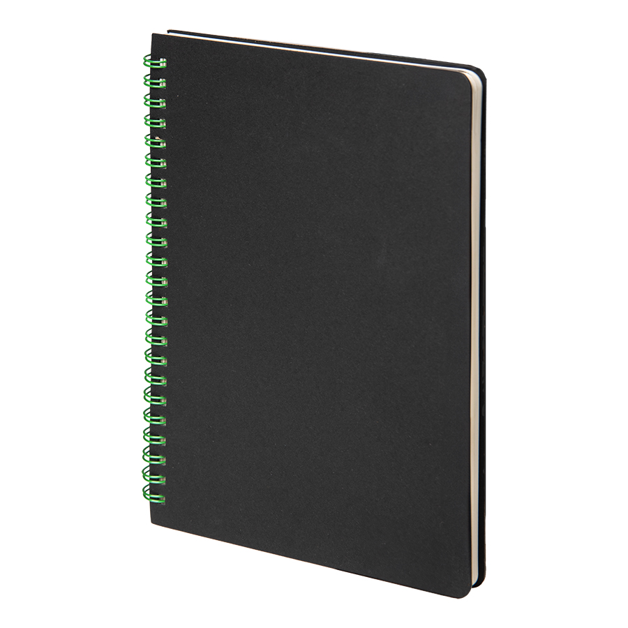 Блокнот на двойной пружине HELIX, 143 х 205 мм, черный с зелёным, блок в линейку, черный, зеленый-0