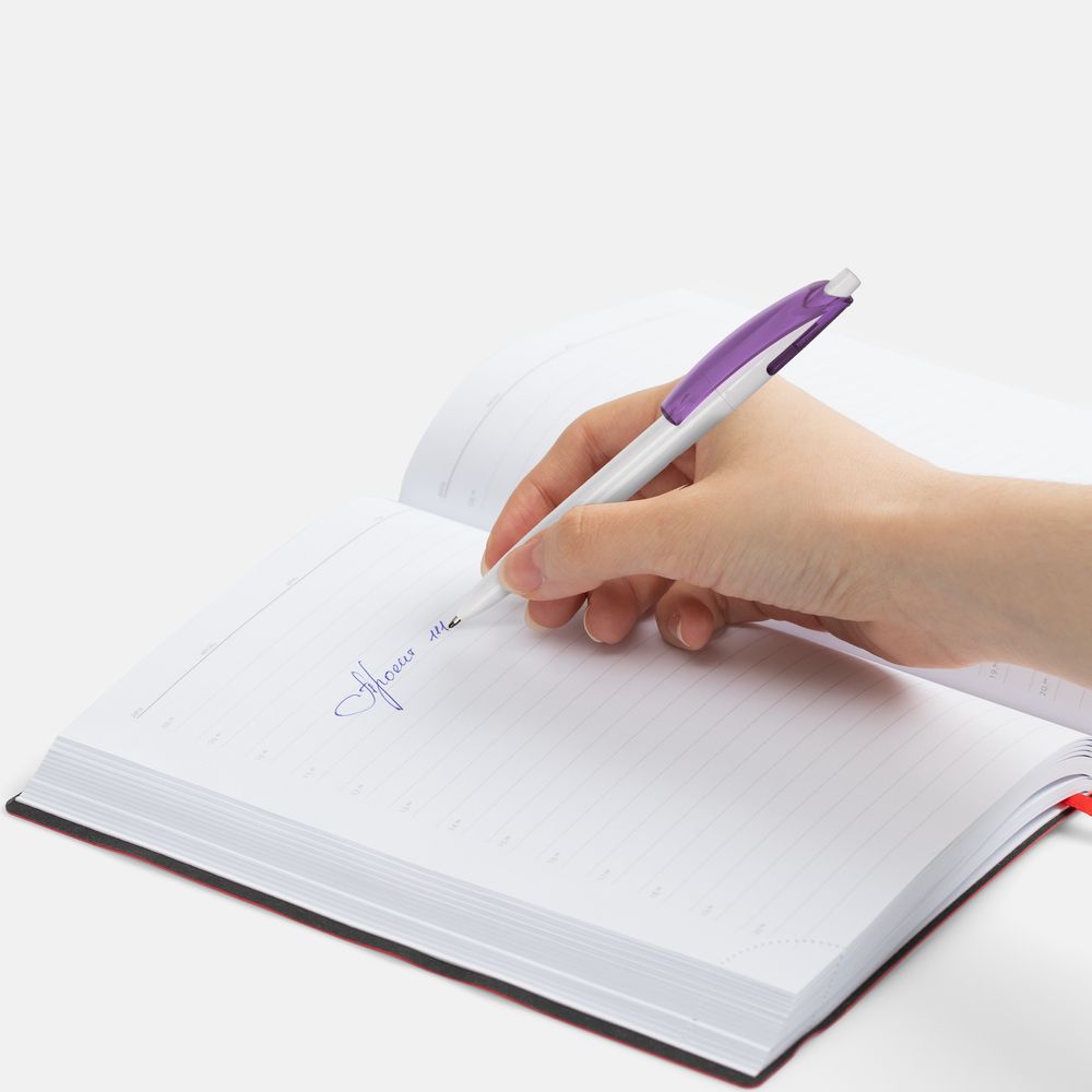 Ручка шариковая Bento, белая с фиолетовым-2
