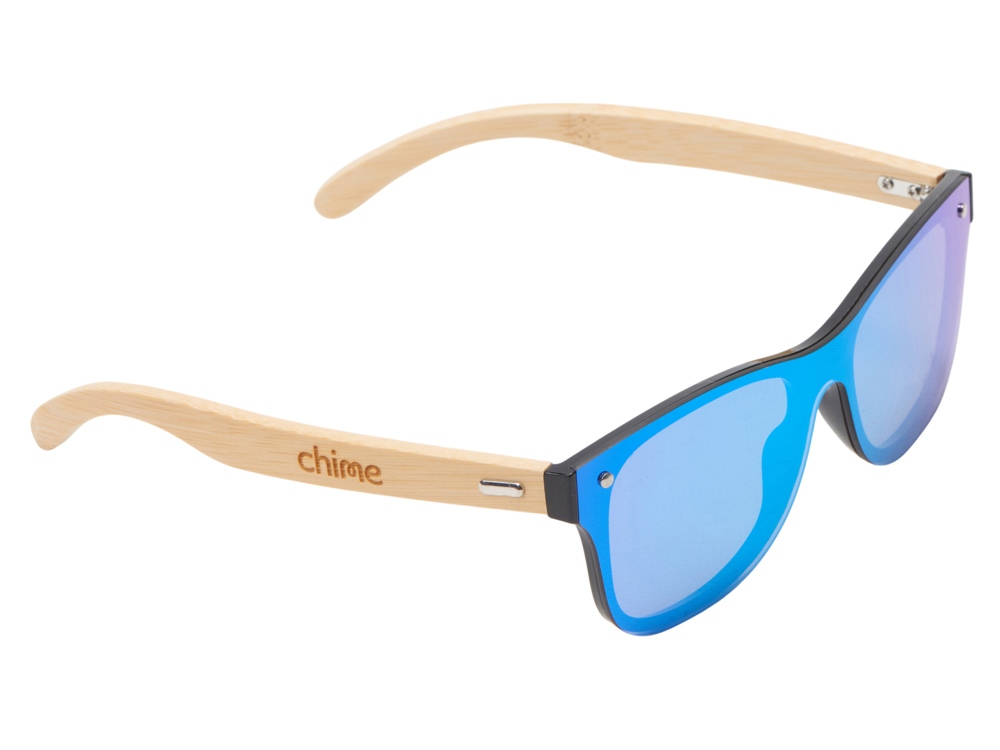 Солнцезащитные очки из бамбука с зеркальной линзой Rockwood Motion, синий (гравировка)-0