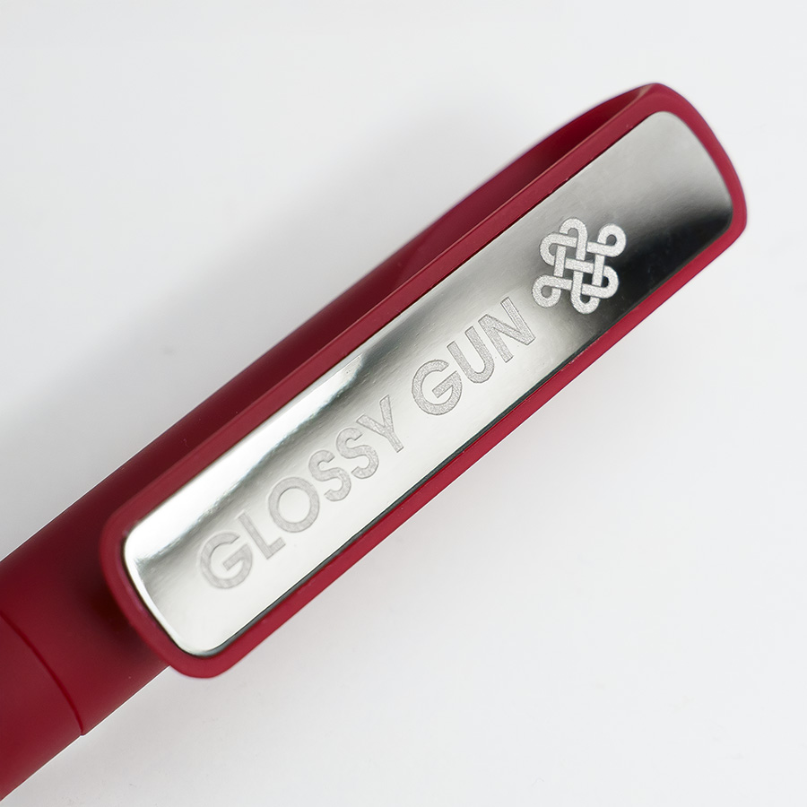 Ручка шариковая GLOSSY GUN с покрытием soft touch, красный, серебристый-5