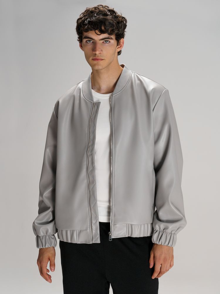 Бомбер из искусственной кожи Univer, серый-1