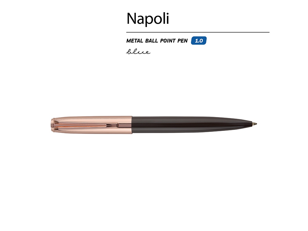 Ручка металлическая шариковая Napoli, коричневый/розовое золото-1