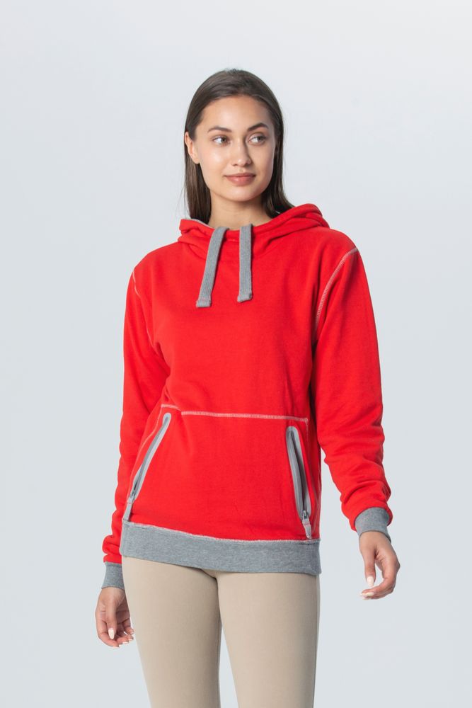 Двусторонняя толстовка Revers, серая с красным-0