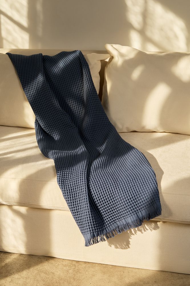 Плед вафельный Elenglect, темно-серый-3