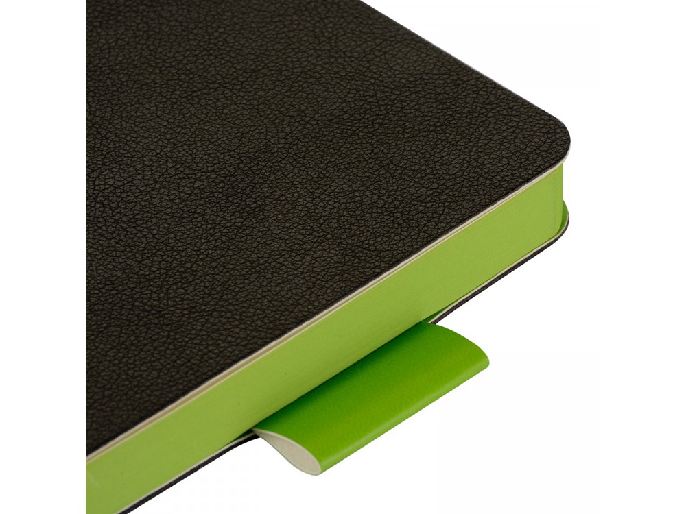 Ежедневник недатированный А5 Boston, черный (обрез зеленое яблоко)-3