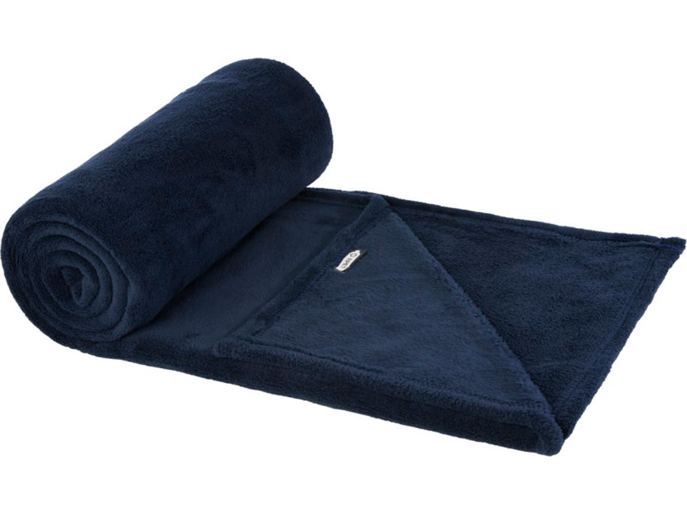 Плед Lily из синтетического трикотажного полотна из вторичного ПЭТ, темно-синий-2