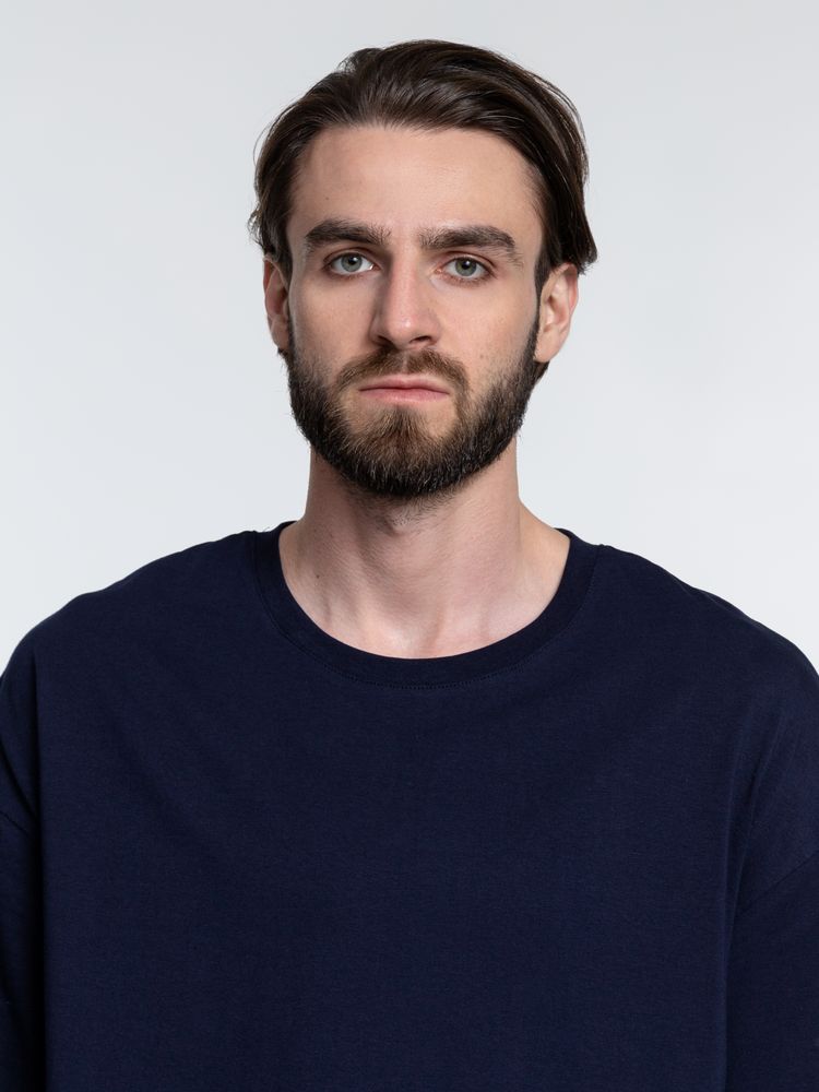 Футболка унисекс оверсайз Crosstown, темно-синяя-4