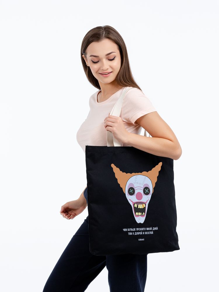 Холщовая сумка «Цирк» с внутренним карманом, черная-3