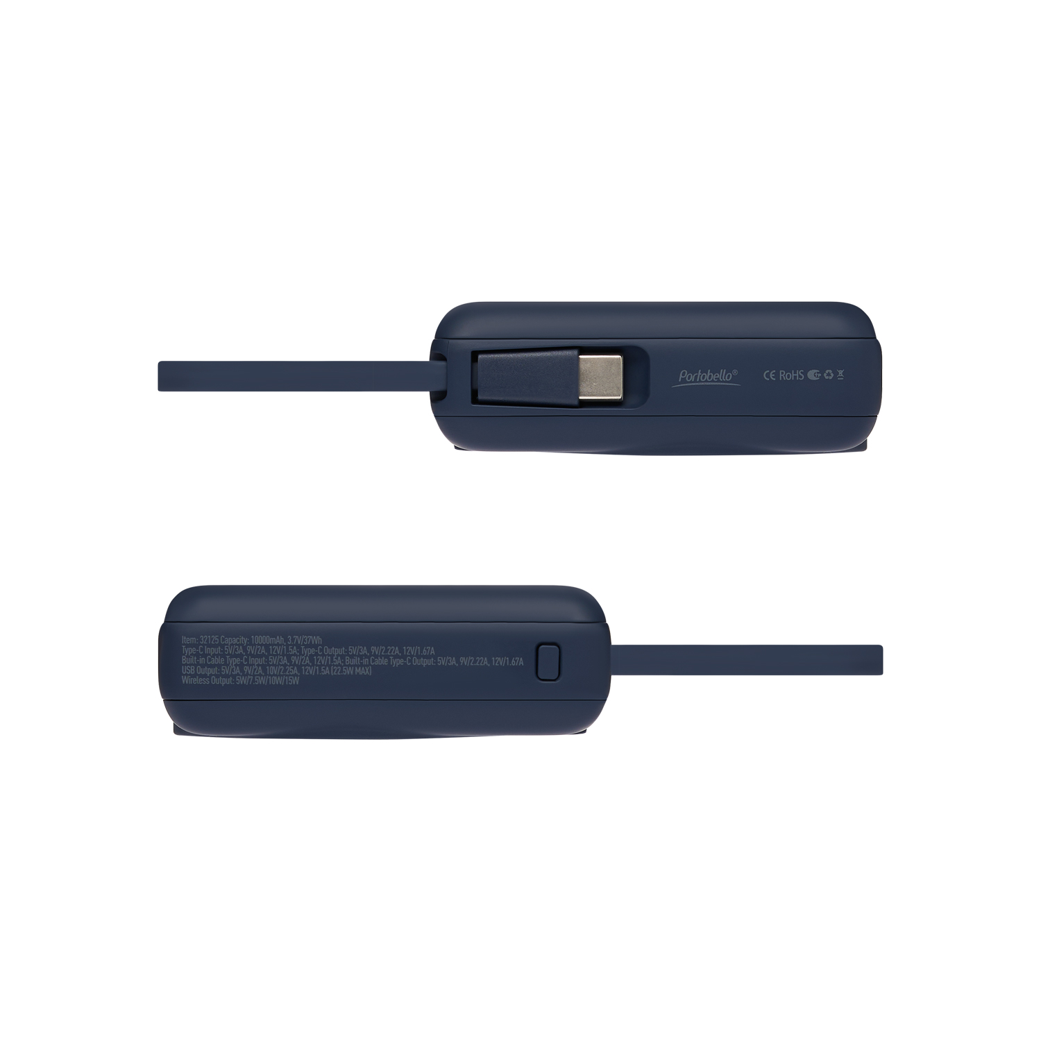 Внешний аккумулятор с подсветкой Ritter PD 10000mAh с функцией беспроводной зарядки 15W, синий-6