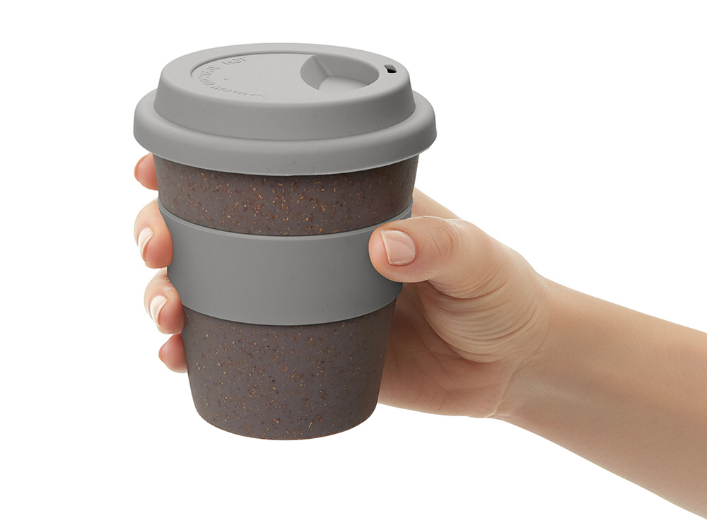 Стакан с силиконовой крышкой Cafe, серый-5