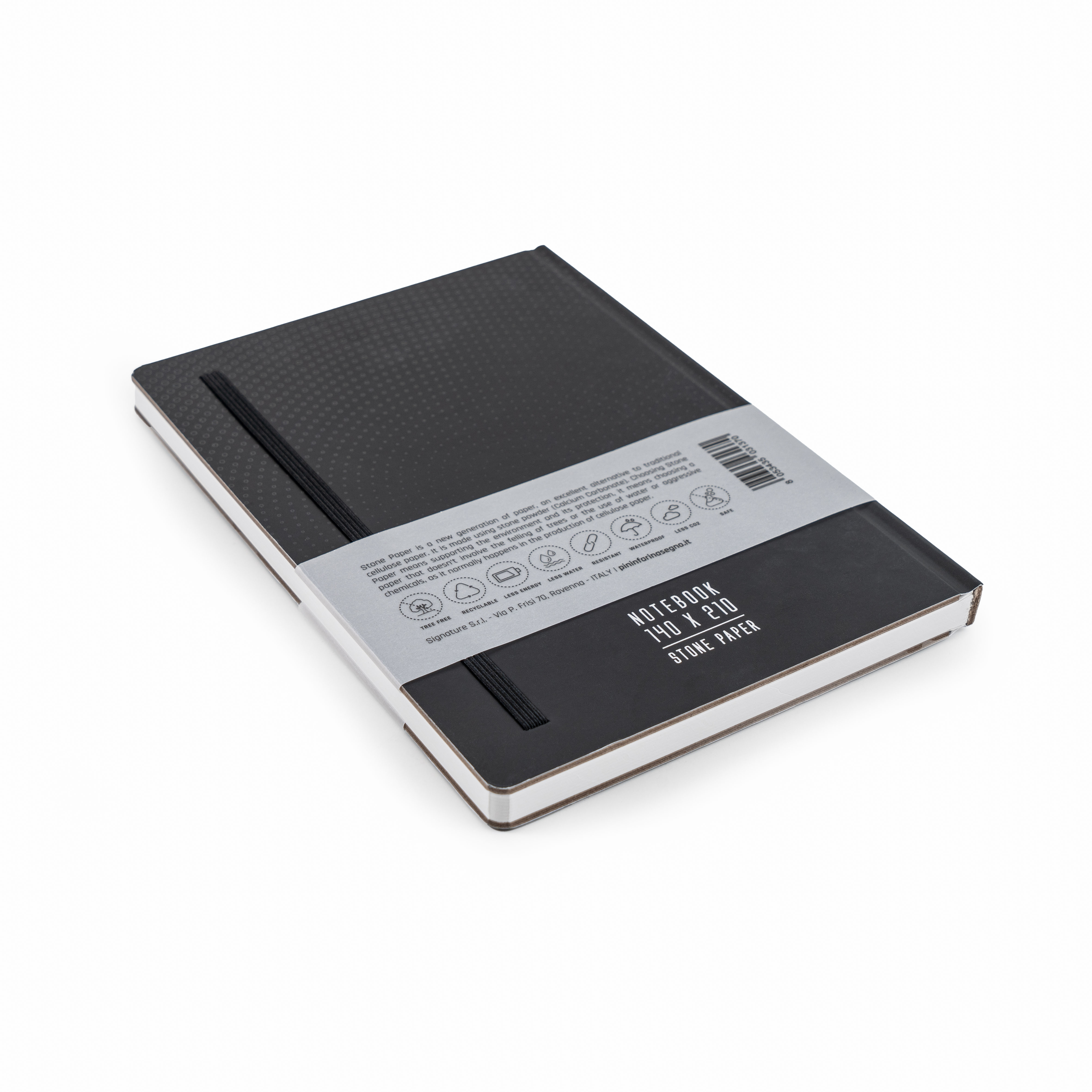 Тетрадь принт Pininfarina Stone Paper черная 14х21см каменная бумага, 64 листа, линованная, твердая обложка-2