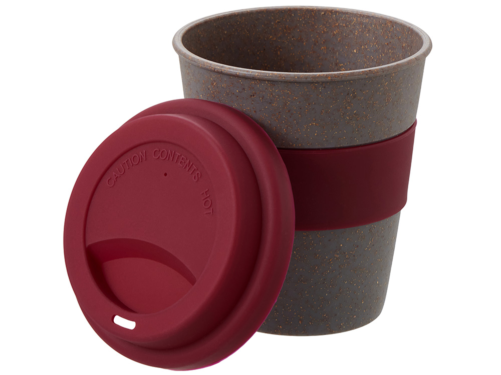 Стакан с силиконовой крышкой Cafe, burgundy-2