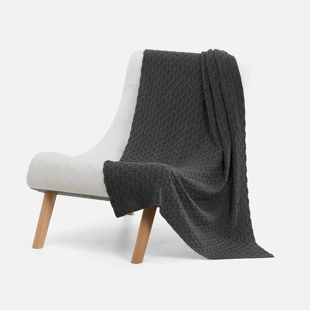 Плед Braidera, темно-серый меланж (асфальт)-1