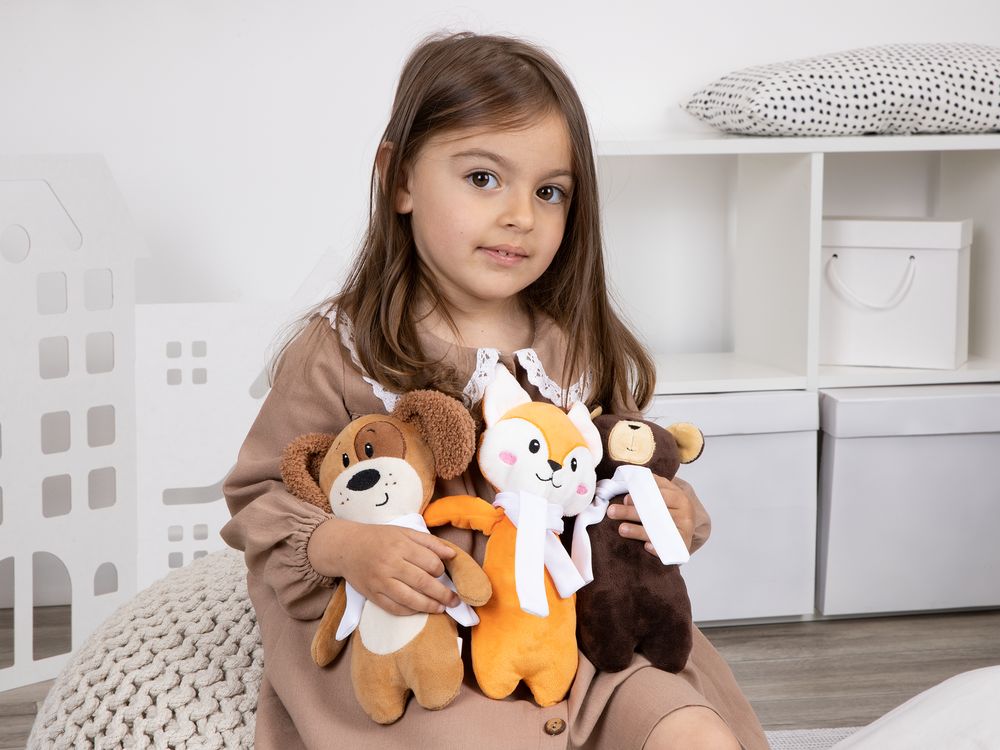 Мягкая игрушка Beastie Toys, собачка с белым шарфом-3