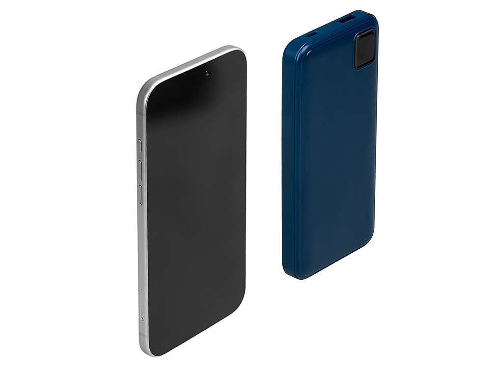 Внешний аккумулятор со встроенными кабелями Фрэйм, 10000мач, темно-синий-1