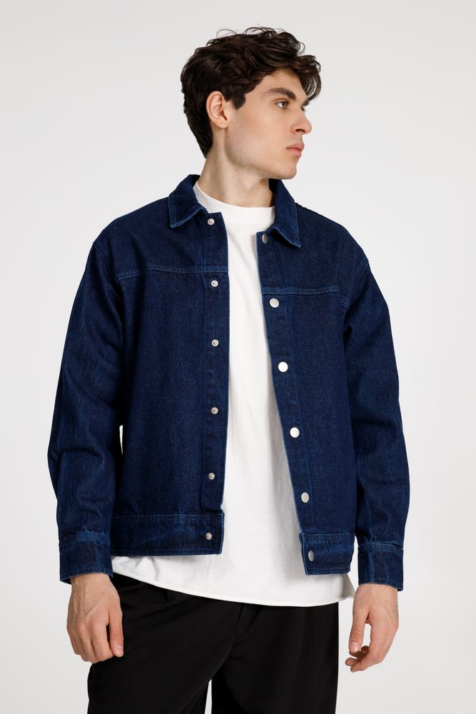Куртка джинсовая O1, темно-синяя-4