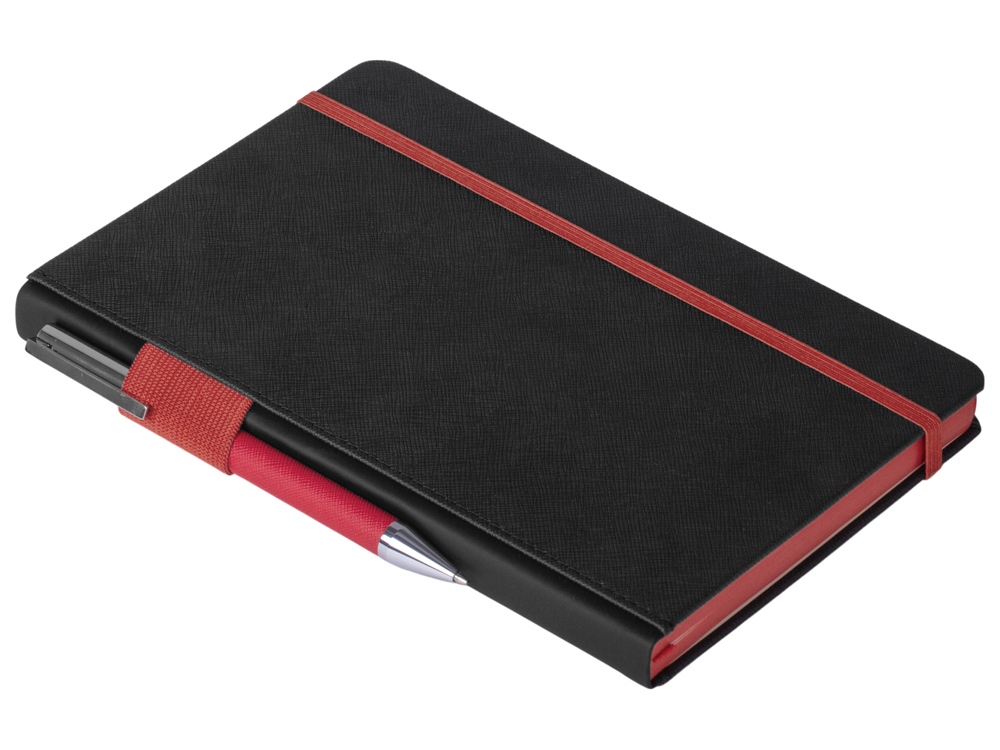 Бизнес блокнот Bossy с цветным срезом, твердая обложка, 128 листов, черный и красный-3