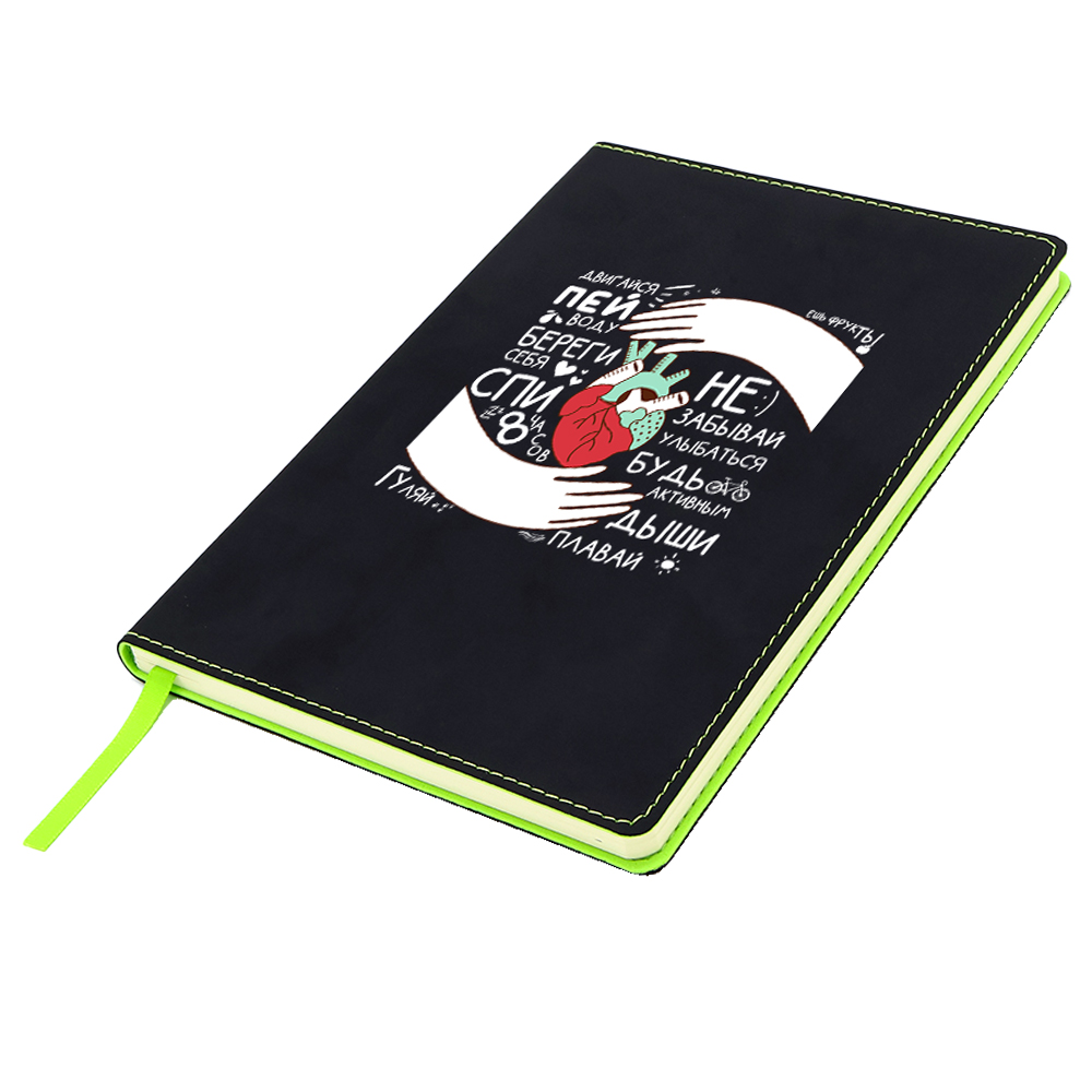 Блокнот A5 Blackjack в мягком переплёте, черно-зеленый-3