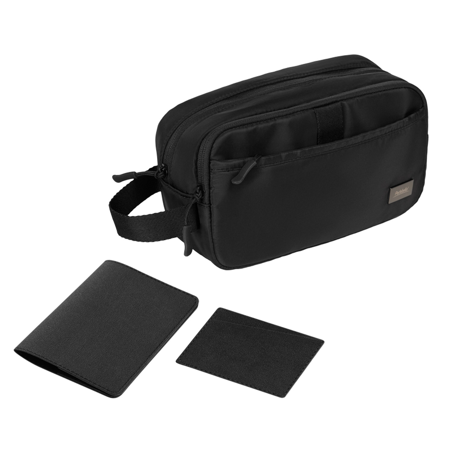 Подарочный набор Boston, черный (обложка на паспорт, картхолдер, дорожная косметичка)-0