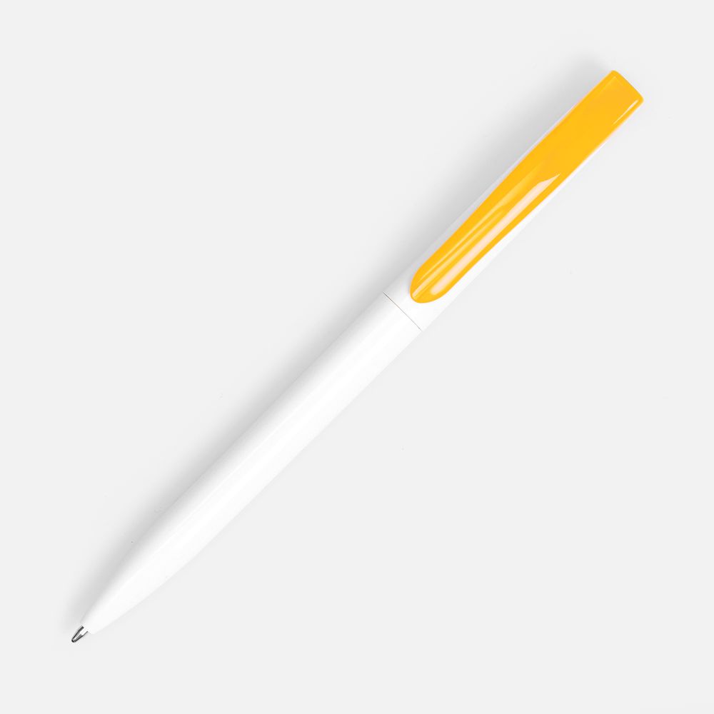 Ручка шариковая Pin, белая с желтым-1