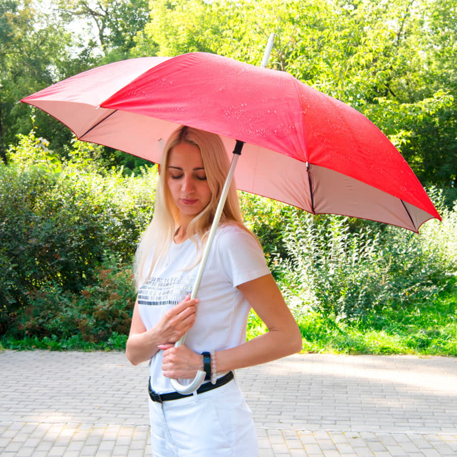 Зонт-трость SILVER, пластиковая ручка, полуавтомат, серый-5
