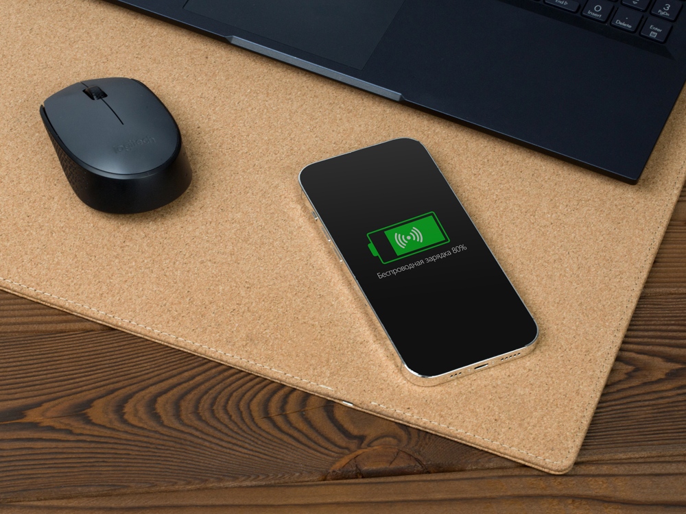 Пробковый коврик для мыши с беспроводной зарядкой Querсus-14