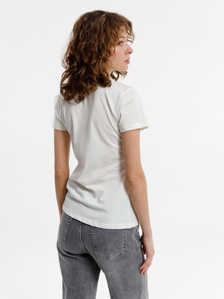 Футболка женская T-bolka Lady, белая (теплый оттенок)-3