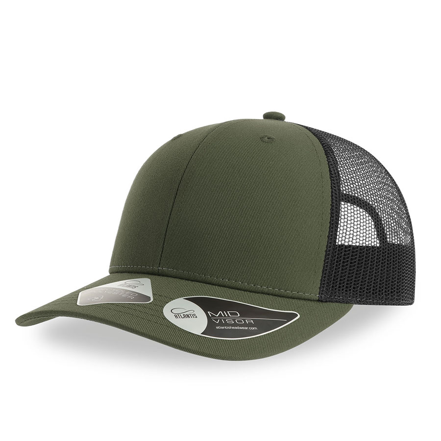 Бейсболка BRYCE, 6 клиньев, пластиковая застежка, переработанный полиэстер, оливковый-0