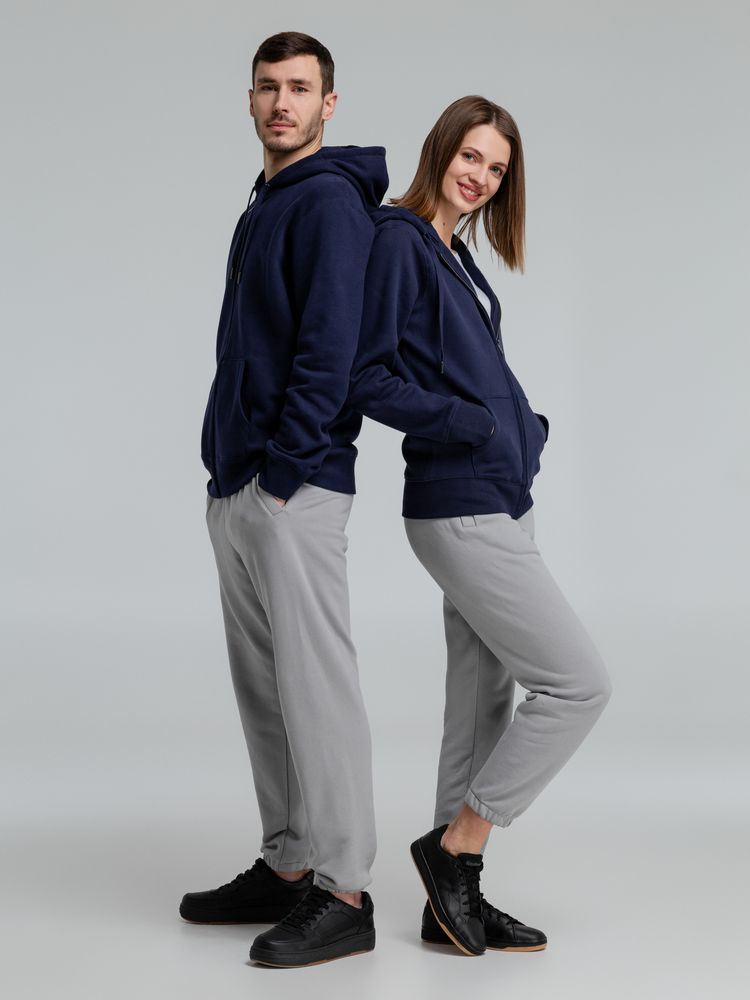 Толстовка на молнии с капюшоном унисекс King, темно-синяя-7